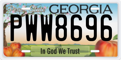 GA license plate PWW8696