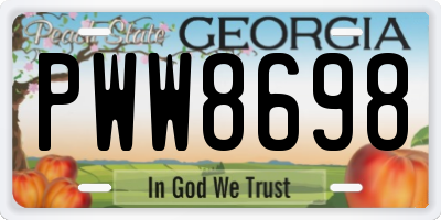GA license plate PWW8698