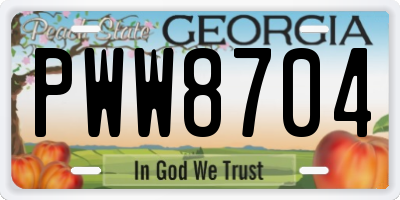 GA license plate PWW8704