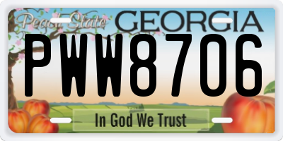 GA license plate PWW8706