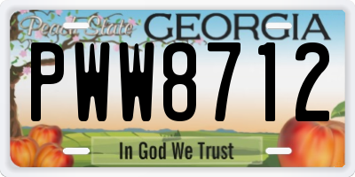 GA license plate PWW8712