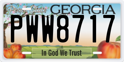 GA license plate PWW8717