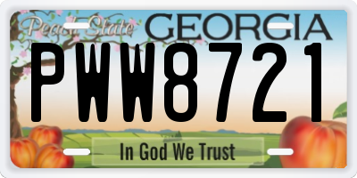 GA license plate PWW8721
