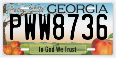 GA license plate PWW8736