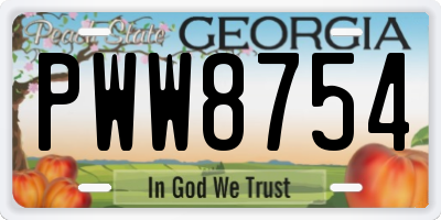 GA license plate PWW8754