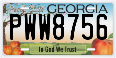 GA license plate PWW8756