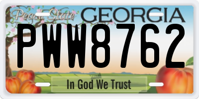 GA license plate PWW8762