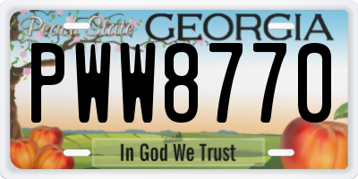 GA license plate PWW8770