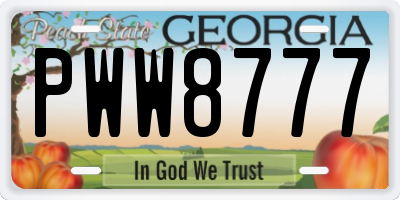 GA license plate PWW8777