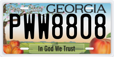 GA license plate PWW8808