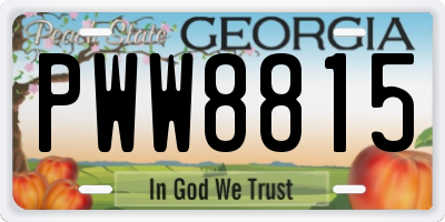 GA license plate PWW8815