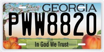 GA license plate PWW8820