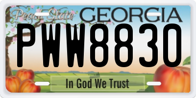GA license plate PWW8830