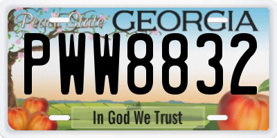 GA license plate PWW8832