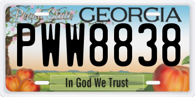 GA license plate PWW8838