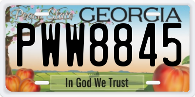 GA license plate PWW8845