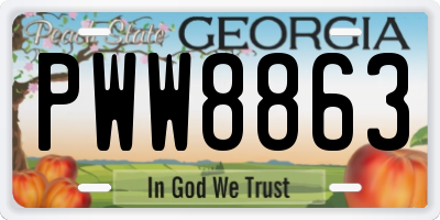 GA license plate PWW8863