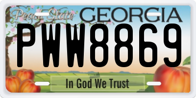 GA license plate PWW8869
