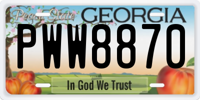 GA license plate PWW8870