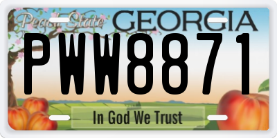 GA license plate PWW8871