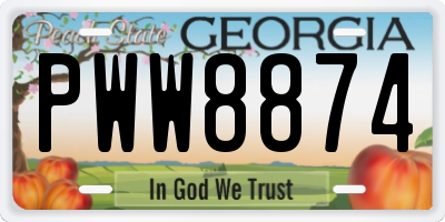 GA license plate PWW8874