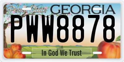 GA license plate PWW8878