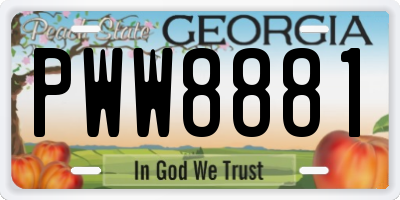 GA license plate PWW8881