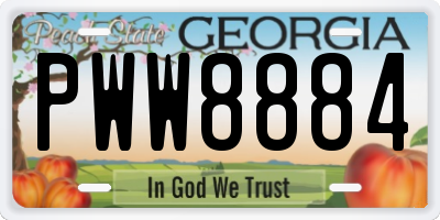 GA license plate PWW8884