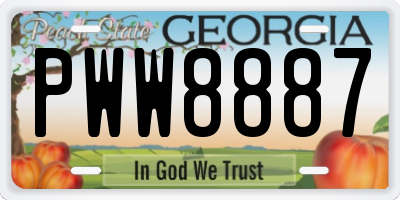 GA license plate PWW8887