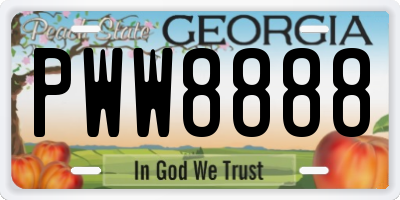 GA license plate PWW8888