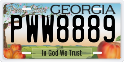 GA license plate PWW8889