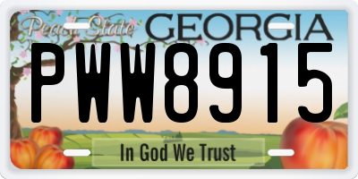 GA license plate PWW8915