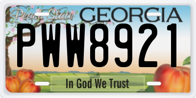 GA license plate PWW8921