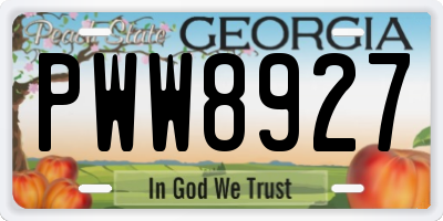 GA license plate PWW8927
