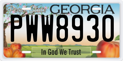 GA license plate PWW8930