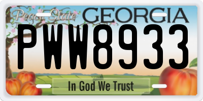 GA license plate PWW8933