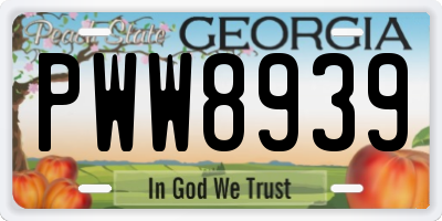 GA license plate PWW8939