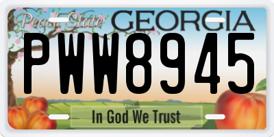GA license plate PWW8945