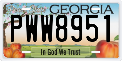GA license plate PWW8951