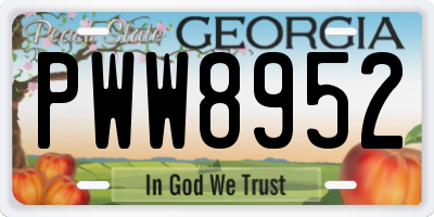 GA license plate PWW8952