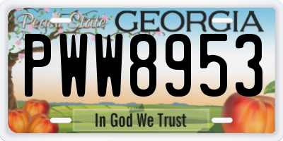 GA license plate PWW8953