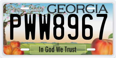 GA license plate PWW8967