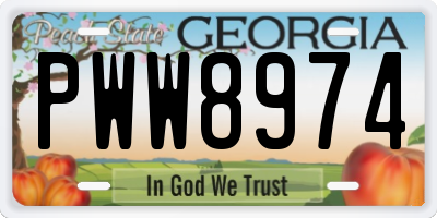 GA license plate PWW8974