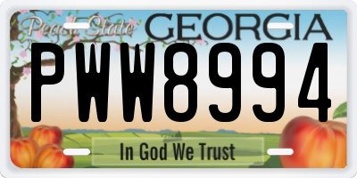 GA license plate PWW8994