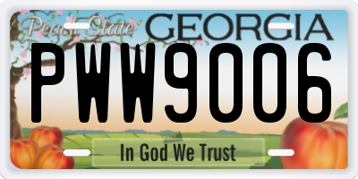 GA license plate PWW9006