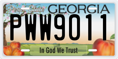 GA license plate PWW9011