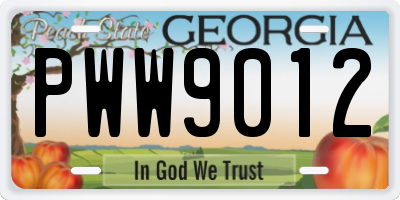 GA license plate PWW9012