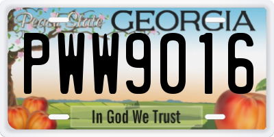 GA license plate PWW9016