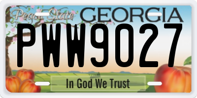 GA license plate PWW9027