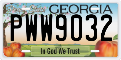 GA license plate PWW9032